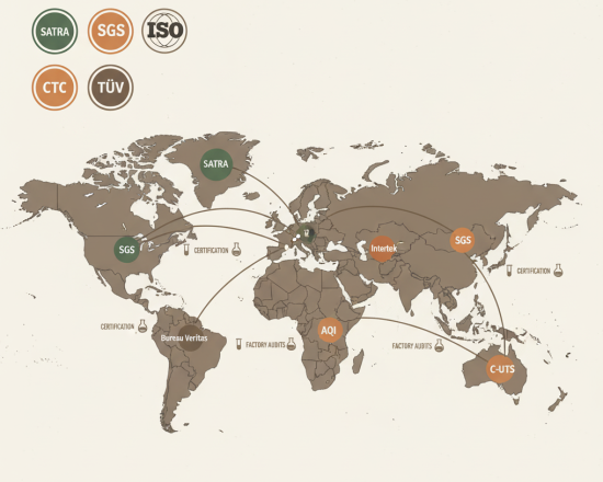 Network of global lab testing facilities for footwear and leather with key services and locations.