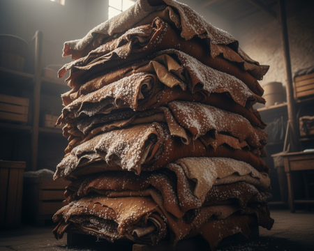 Salt-cured hides in leather manufacturing process