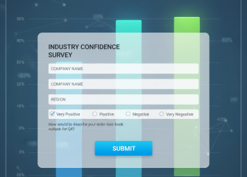 Business conditions survey form overlay on order book chart.