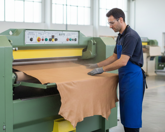 Buffing machine smoothing leather