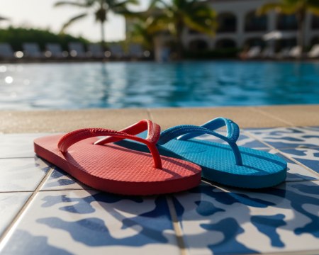 Flip-flops by the pool