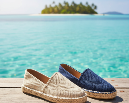 Jute espadrilles on dock