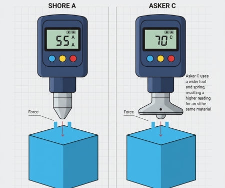Shore vs Asker probe and force comparison
