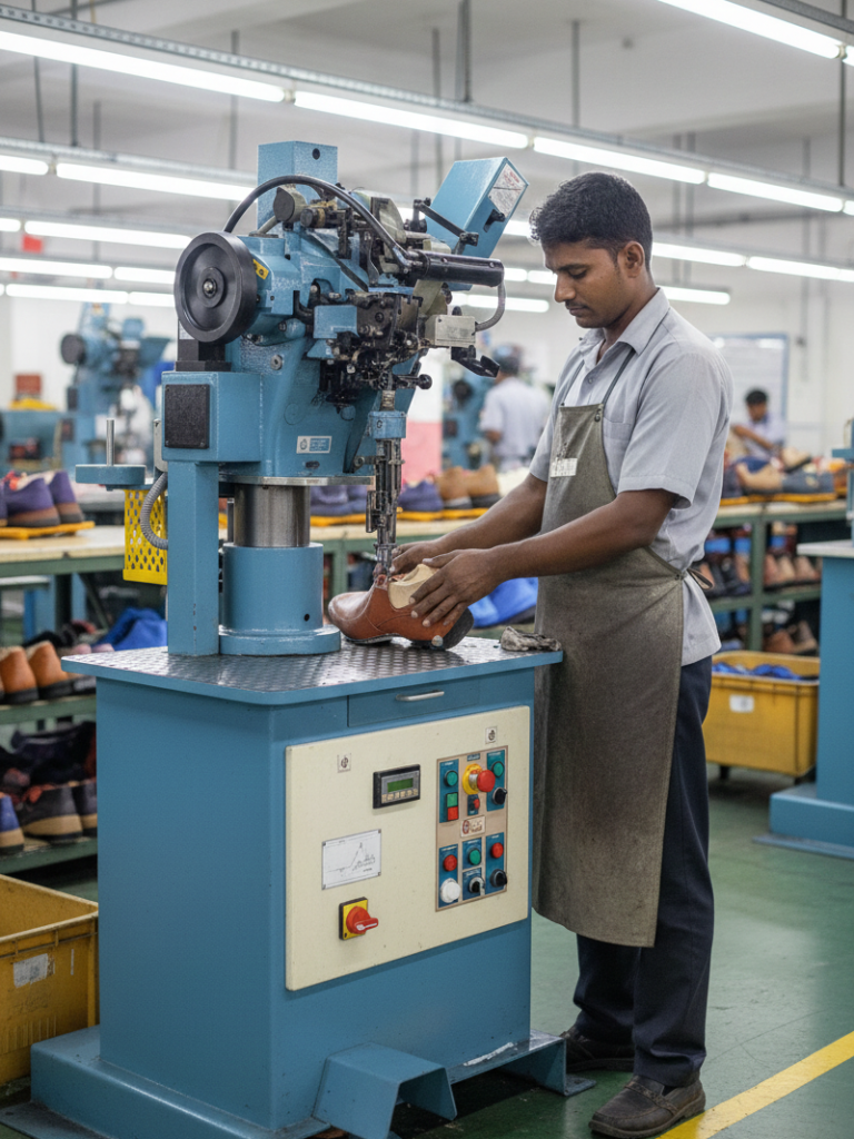 Chain stitch passing through welt groove, upper and insole rib