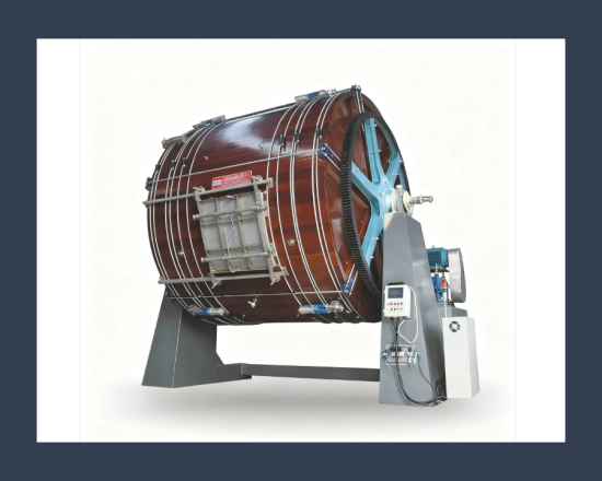 Dyeing and fatliquoring drum during crusting