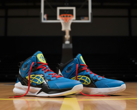 Basketball shoes on court