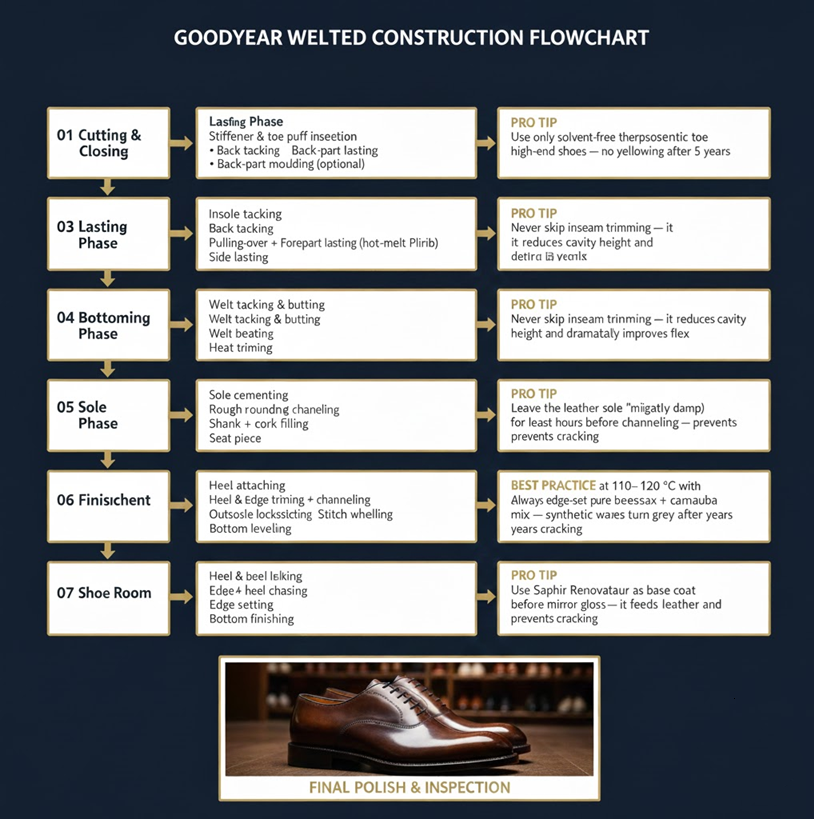 Goodyear welt construction flow chart