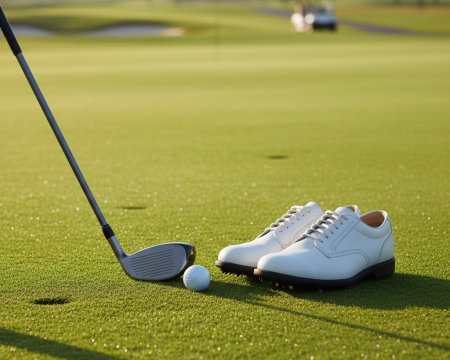Golf shoes on green