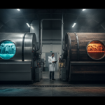 Leather tannery with chrome and vegetable tanning drums