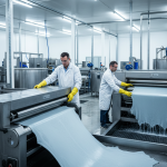 Wet blue leather on continuous setting and samming line