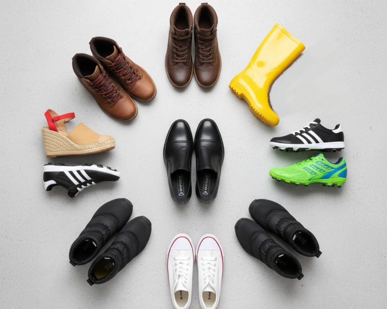 Collage of different footwear types