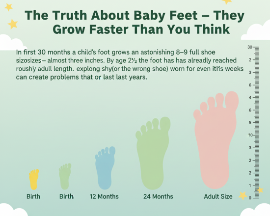 Baby foot growth from birth to 30 months