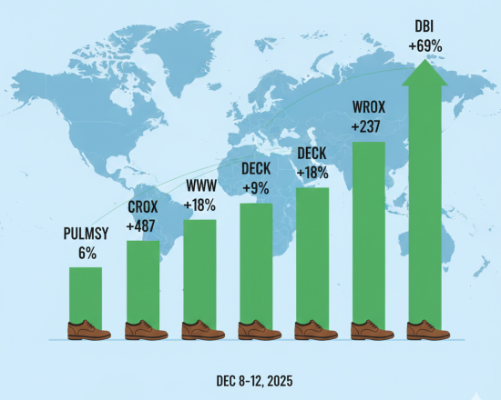 Bar chart of top footwear stock gainers last week