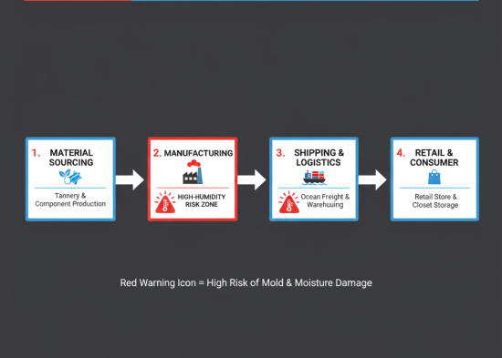 Footwear supply chain mold risk map – warehouse to container