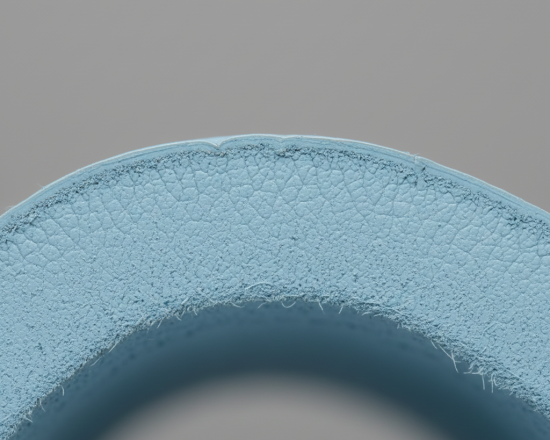 Perfect wet blue cross-section – uniform blue proves successful basification.