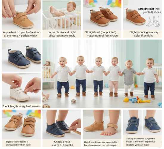 Happy toddlers in properly fitted infant shoes