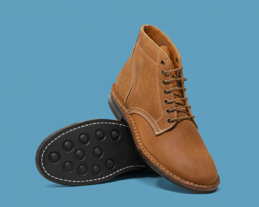 Veldtschoen stitchdown boot showing flanged upper and lockstitched sole