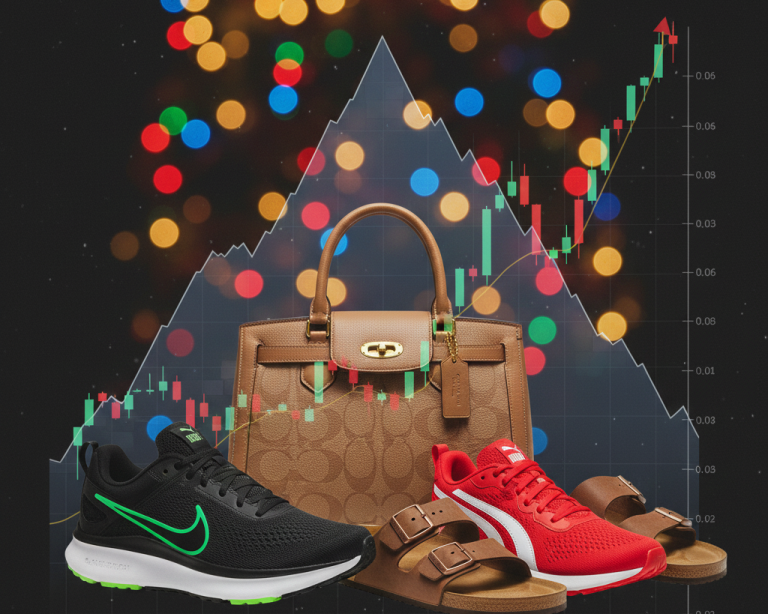 Collage of top footwear and leather stocks surging in December 2025