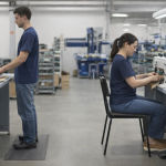 Ergonomically correct workstation height in footwear manufacturing