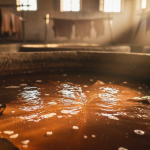 Traditional oak bark pit tanning