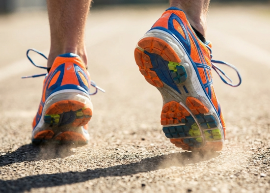 Performance running shoes in motion