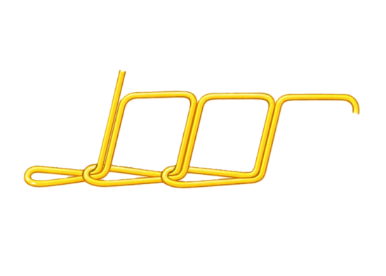 Technical diagram illustrating chainstitch formation in footwear sewing, clean white background, instructional style