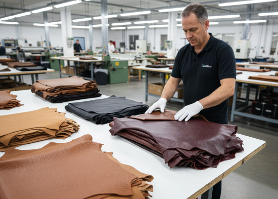 Milled leather sorting before cutting