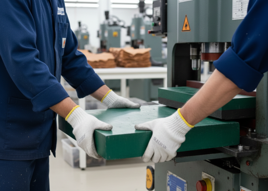 Maintenance of cutting press block in footwear manufacturing