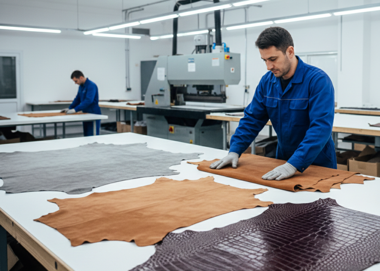 Cutting different types of leather in footwear manufacturing