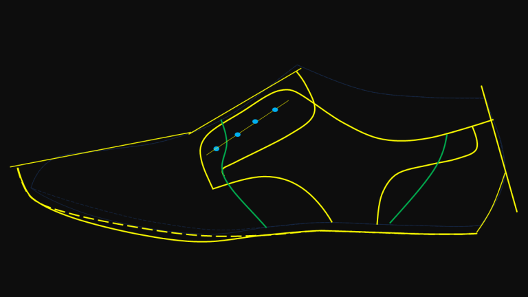 Determining vamp point in footwear pattern making