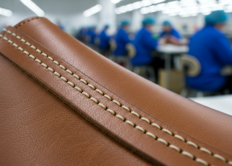 Stitch and seam construction in leather footwear manufacturing