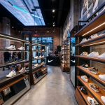 Premium athletic and leather footwear in contemporary store