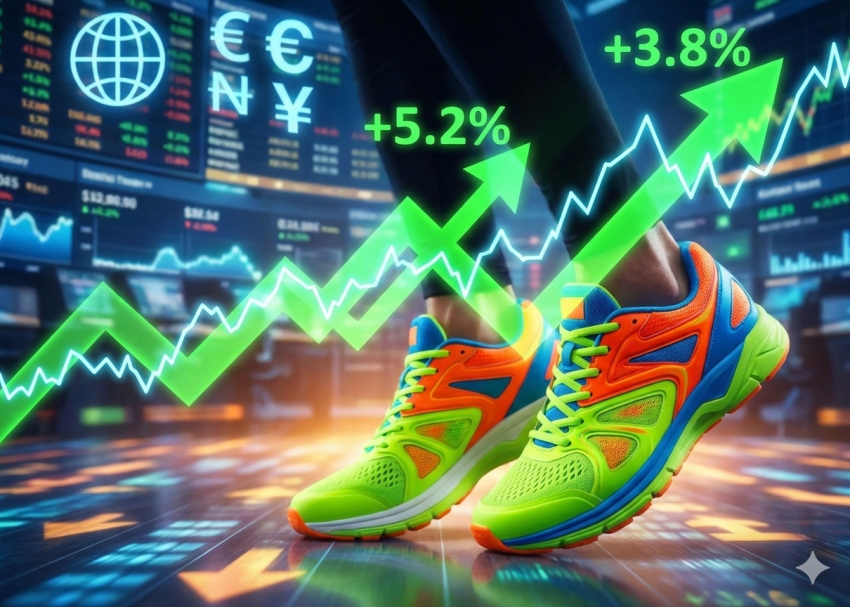 Footwear stocks chart showing early 2026 gains