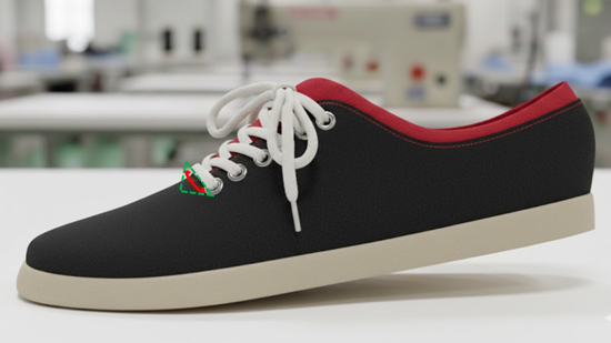 Bar-tack reinforcement applied at vamp stress point in footwear upper