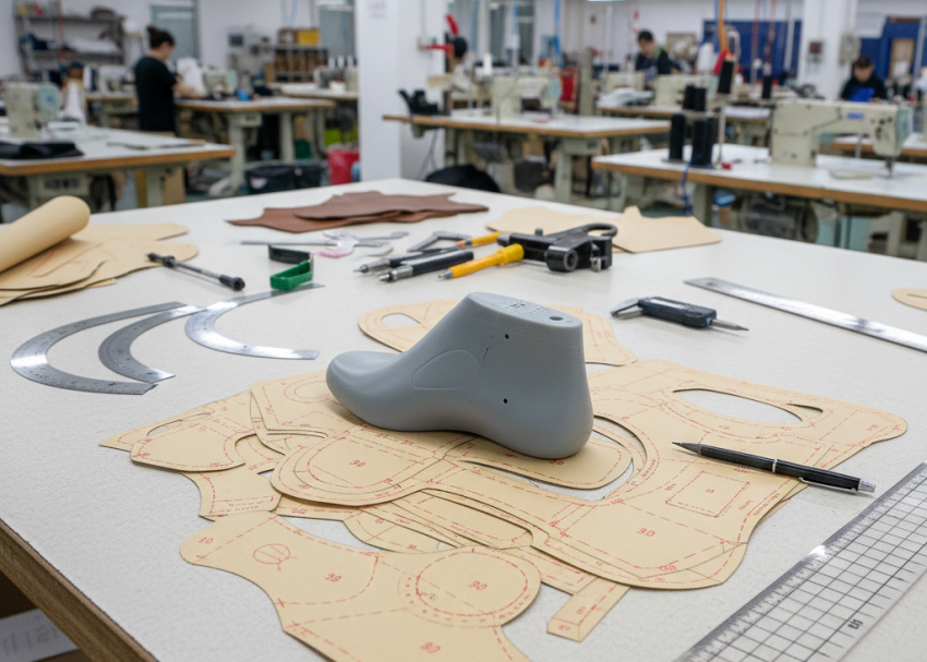 Footwear pattern grading process with last and graded patterns