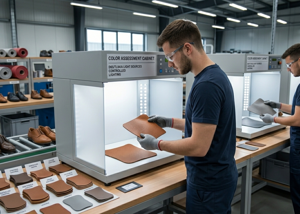 Shade matching footwear materials