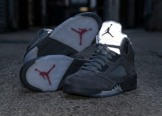 Wolf Grey Air Jordan 5 shine.