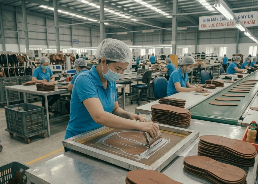 Template marking in footwear production