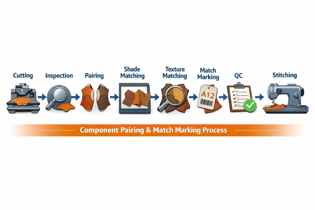 Component pairing process flow footwear