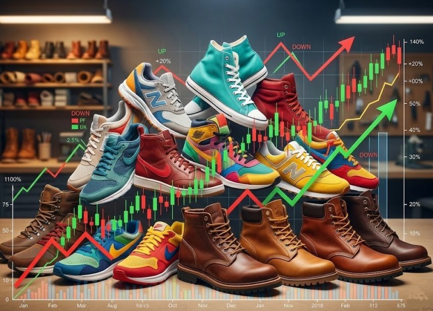 Sneakers and boots market illustration