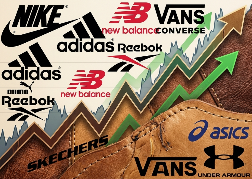 Global footwear and leather stocks market surge visualization.