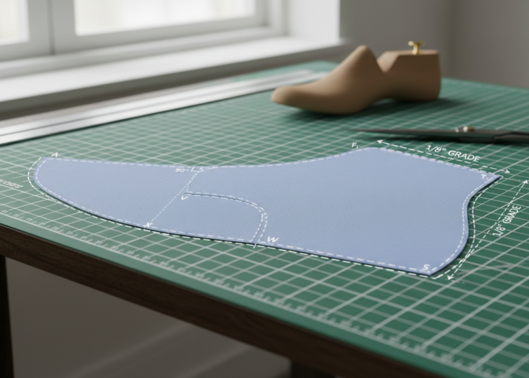 Superimposed graded shoe patterns showing correct size increase