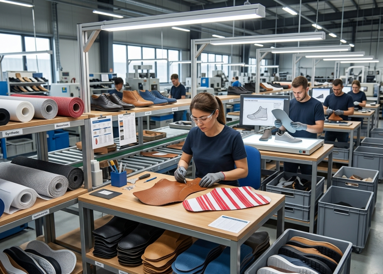 Footwear component pairing leather and synthetic