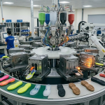 Multi-color multi-component sole moulding machine in footwear manufacturing