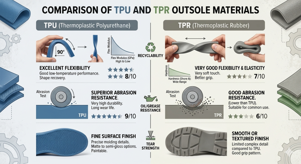 Comparison of TPU and TPR Outsole Material
