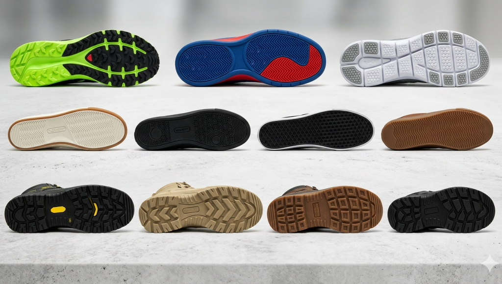 TPU and TPR finished shoe outsoles different designs and tread patterns
