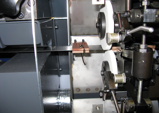 Close up view of Band Knife Splitting Blade