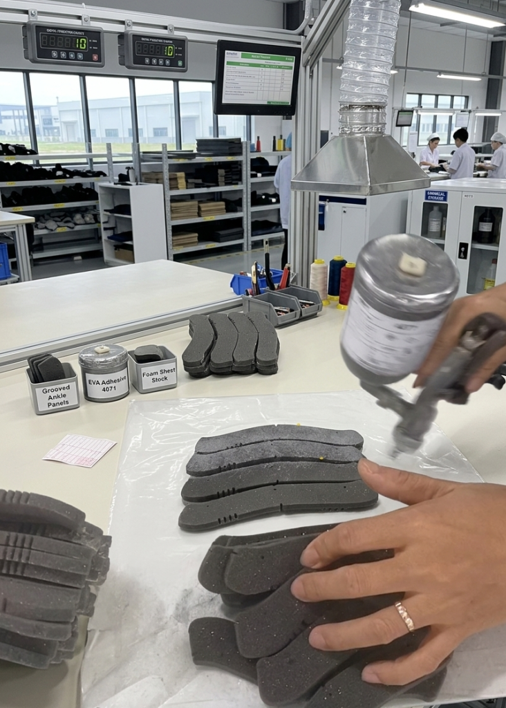 Spray Cementing of Foam Component Temporary Bonding