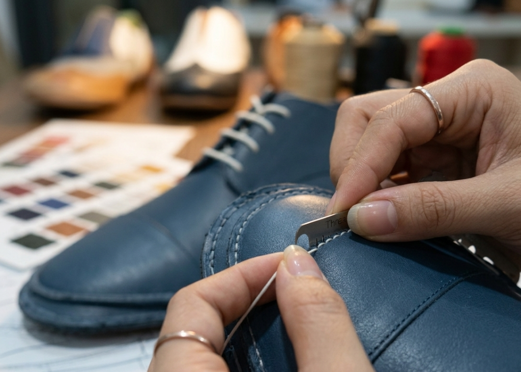 Stitching quality inspection footwear