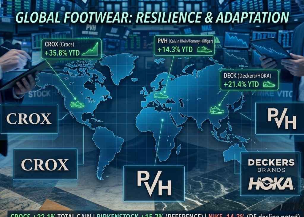 International footwear stocks global performance map